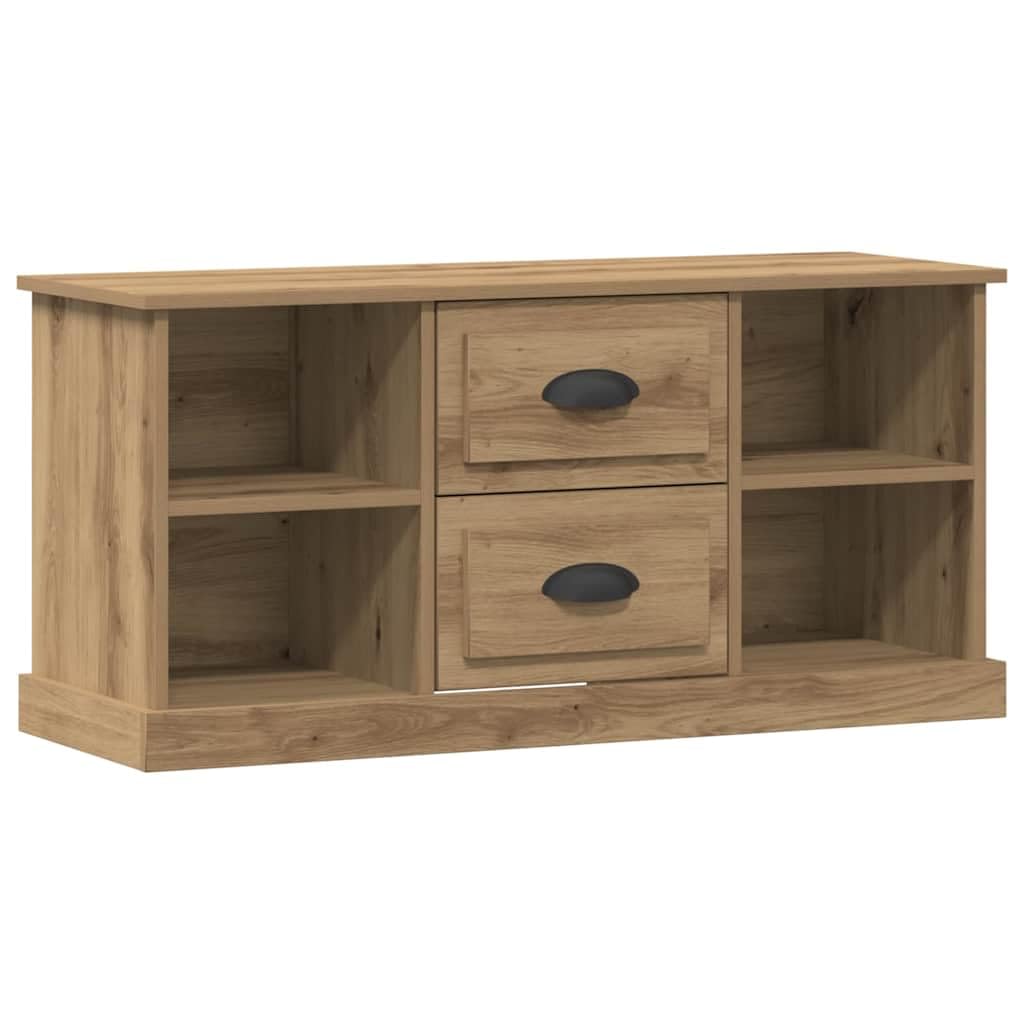 Elegante mueble de TV de madera con amplio espacio de almacenamiento, armario de TV con compartimentos abiertos y cajones, así como placa superior resistente para el hogar