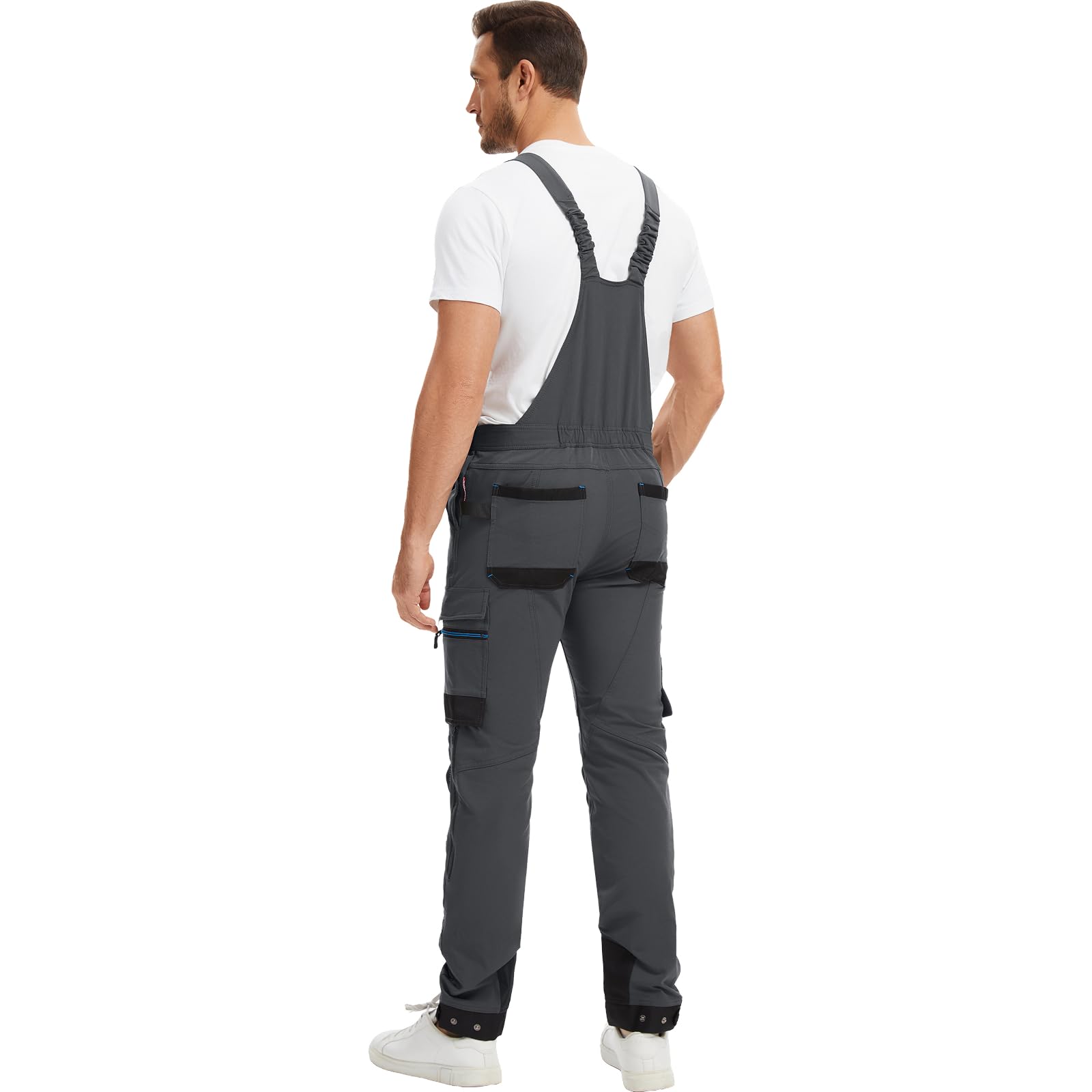WORK IDEA Peto de trabajo para hombre con buena elasticidad, muchos bolsillos y uso parcial de tejido Cordura para una mayor resistencia a la abrasión, adecuado para diferentes entornos de trabajo.
