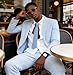 Seersucker Slim Suits Men Formal Summer Beach Wedding Grooms 2 Piece Blazer Pants Party Striped Suit Light Blue XL