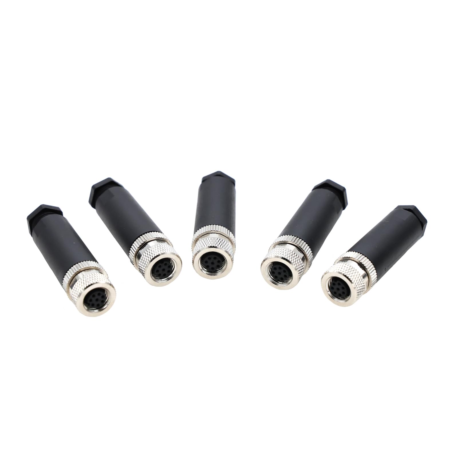 ZBLZGP M8 8 Pin Waterproof Connector Straight Female A-Code Screw Threaded Coupling Electrical Cable Sensor Outdoor Solder Terminal Plug Cable for Automation Fieldbus Module 5Pack