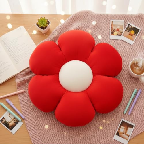 Image of AVSHUB Sunflower Pattern 6 Kali Cute Preppy Decorative Throw Pillow|Floor Cushion with Fibre Filling for Aesthetic Decoration (Red, 50CM)