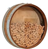 Wine Cork Holder Made from Used Wine Barrel Head. Wall Mount, Solid Oak Construction. Made by Wine Barrel Creations
