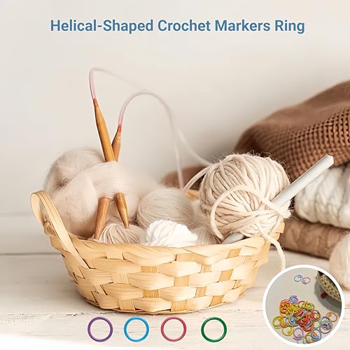 Image of Wonafa 50Pcs Round Metal Stitch Markers,Metal Colorful Crochet Stitch Markers,with Storage Box for Crocheting Clothing Tag DIY Craft Project (Orbicular-50Pcs)