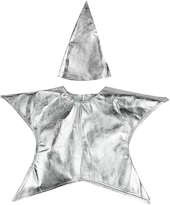 Star Shaped Costume for Kids Hat Cap Christmas Halloween Costume Dress Up Bodysuit Outfits Funny Onesie (Silver, One Size)