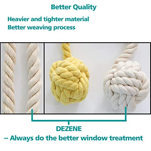 DEZENE Curtain Tiebacks Blue: 2 Pack Decorative Handmade Natural Cotton Rope Holdbacks for Drapery and Sheer