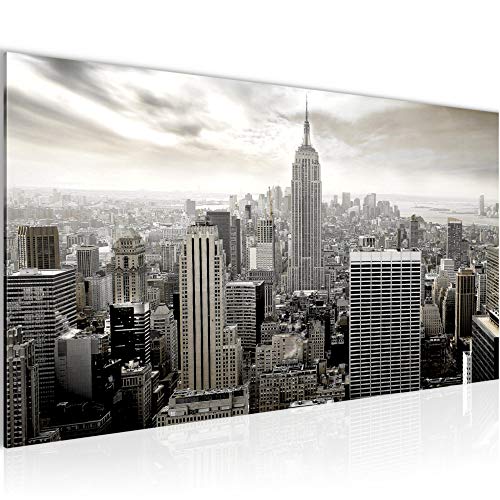 Runa Art Tableau Decoration Murale New York City 1 Partie Moderne Toile non tissée Salon Salle Horizon Noir Et Blanc 603412c