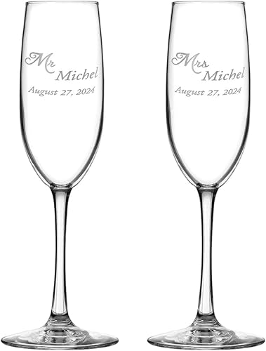 Personalized Wedding Champagne Flutes - Anniversary Toasting glasses wedding Mr and Mrs Couples Wedding Gift Champagne Toasting Flutes Glasses (Mr.