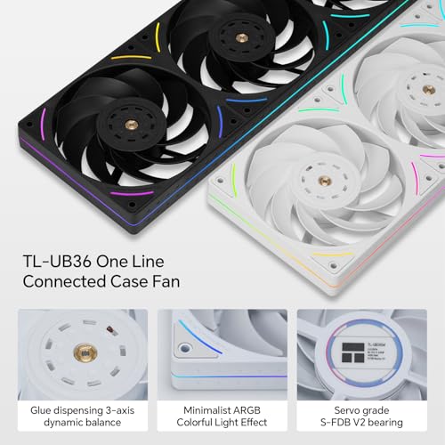 Image of Thermalright TL-UB36RW 360mm Single-Frame PC Cooling Reverse Case Fans - PWM 2150 RPM Speed | ARGB Lighting | High Airflow | Single Modular Cable, for Chassis & Liquid Cooler (White)