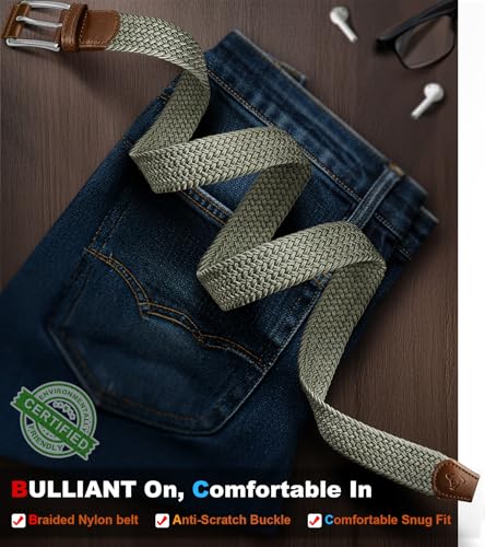 Image of BULLIANT Men's Woven Braided Stretch Web Golf Belt 1 3 /8 inch-Gift Boxed