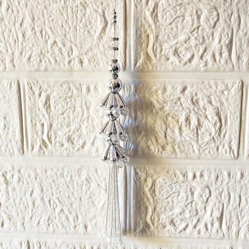 Image of Adikala Craft Store Handmade Ethnic Latkan Tassel Set of 2 for Saree Pallu, Blouse, Suits, Dupatta, Lehenga Decor (Silver Pipe 3L)
