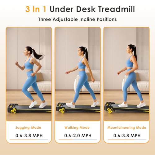 Image of Walking Pad with Incline Portable Treadmill with Handle Bar for Home Office Under Desk Use Small Space Treadmill