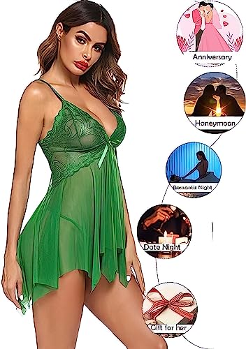 Image of Nightwear for Girls - Babydoll Lingerie for Women - Lace Sleepwear Dress - Honeymoon Nightwear