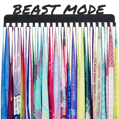 Goutoports Personalized Medal Hanger Display Rack - Beast Mode - Metal Sports Race Plaques Holder for Wall Hold Up 60 Medal Award Track & Field Accessories for Running Soccer Athlete Boy Girl