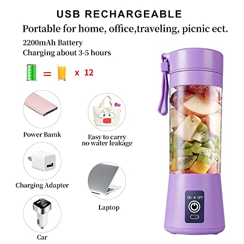 Image of AMZCHEF juicer Portable Electric Nail Drill Professional Home Outdoor USB Rechargeable 380ML Hand Fruit Mixer for Home Outdoor (purple)