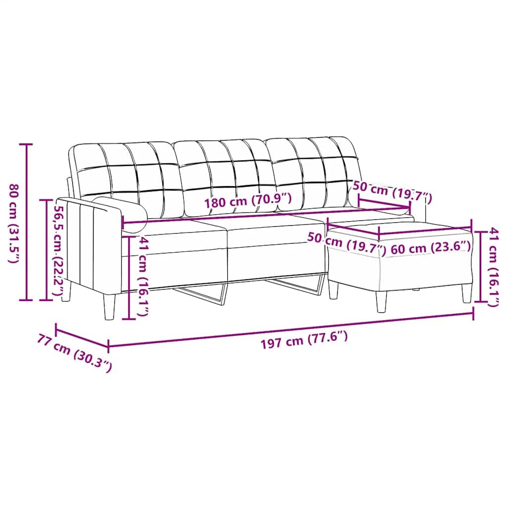 vidaXL Divano a 3 Posti con Poggiapiedi Blu 180 cm in Velluto, Divano 3 posti con poggiapiedi, sofà, Poltrona, Divano, divanetto, Divano Lounge
