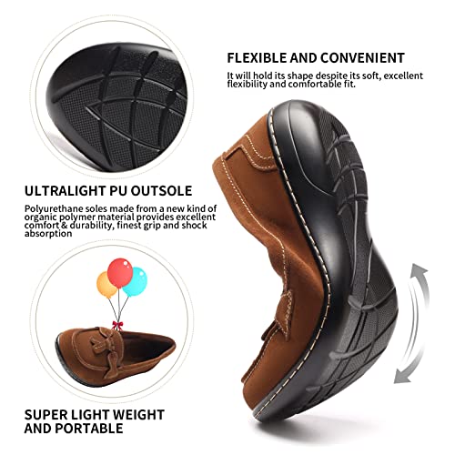 Osslue Women's Classic Brown Microsuede Leather Penny Loafers Retro Ladies Moccasins Driving Mocs Fashion Tassel Boat Shoes Comfort Slip-On Casual Walking Flats 7 M Us Zzf-6077-Zon070 #TOP5