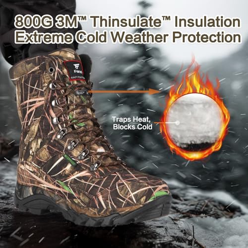 8 Fans Hunting Boots for Men, 800g Thinsulate Insulated Waterproof Hunting Shoes, Lightweight Anti-Slip Outdoor Boots for Cold Weather, Hiking, Fishing3
