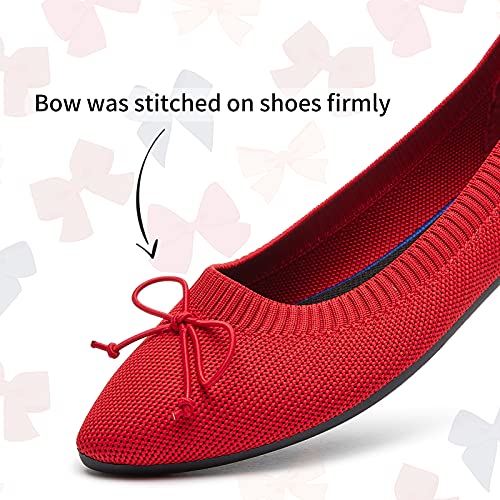 Shupua Women's Flats Black Flats Shoes Pointed Toe Ballet Flats Comfortable Bow Girls Flats Dressy(Red.us10) #TOP4