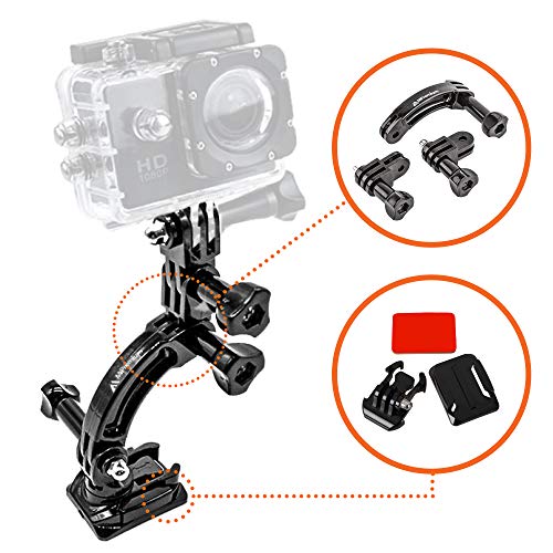 Image of MiPremium Rotary Extension Arm Helmet Mount Set for GoPro Hero 13 12 11 10 9 8 7 6 5 4 Session Black Silver XIAOYI 4K SJCAM Sports Action Camera Accessories Kit Motorcycle Curved Chin Pivot Connector