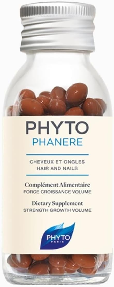 Phyto Phytophanere Hair & Nail Supplement Capsules Pack of 120's - With Zinc, Vitamin B6, Biotin (vitamin B8), Lactose-free, Peanut-free, Egg-free, Preservative-free, Sweetener-free
