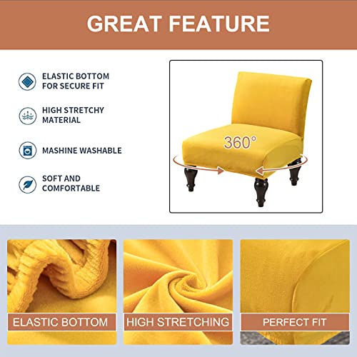 Image of Eco-Ancheng Armless Chair Slipcover Removable Armless Accent Chairs Covers Washable Armless Slipper Chair Slipcover Printed Armless Chair Furniture Protector Covers for Living Dining Room Hotel