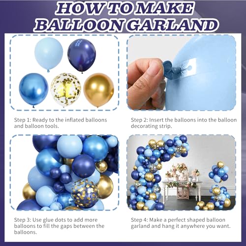 Image of Graduation Balloon Arch Kit Blue and Gold Balloon Garland Royal Pastel Light Blue Metallic Gold Confetti Balloons for Grad Class of 2026 Boss Retirement Prom Birthday Baby Shower Party Decorations