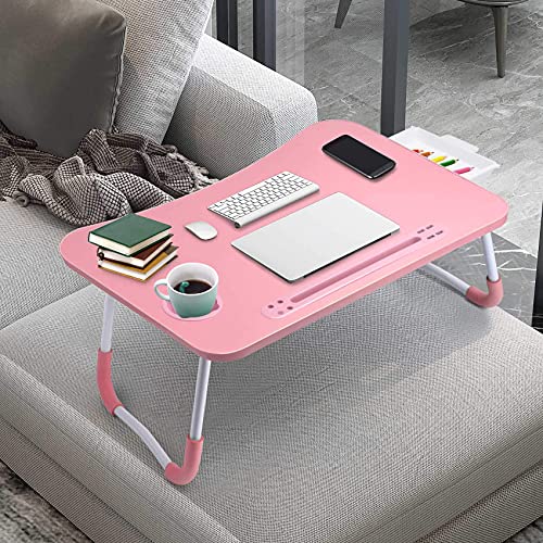 Slendor Laptop Desk Laptop Bed Stand Foldable Laptop Table Folding Breakfast Tray Portable Lap Standing Desk Reading And Writing Holder With Drawer For Bed Couch Sofa Floor #TOP7