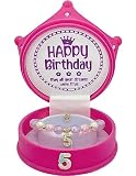 ZomefinKiu Girls 5th Birthday Princess - Pink Charm Bracelet, Crown Shape Keepsake Jewelry Box, 5 Year Old Girl Birthday Outfit for 5th Bday Party