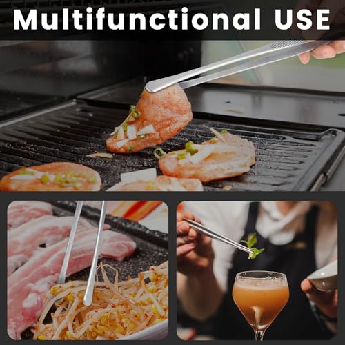 Hotec Grillzange Edelstahl Lang 30CM,Kitchen Kochpinzette,Kochpinzette Edelstahl Küche Verwendbar als Profi Zange Pinzette für Kochen Grillen und Backen - 2er Set 4