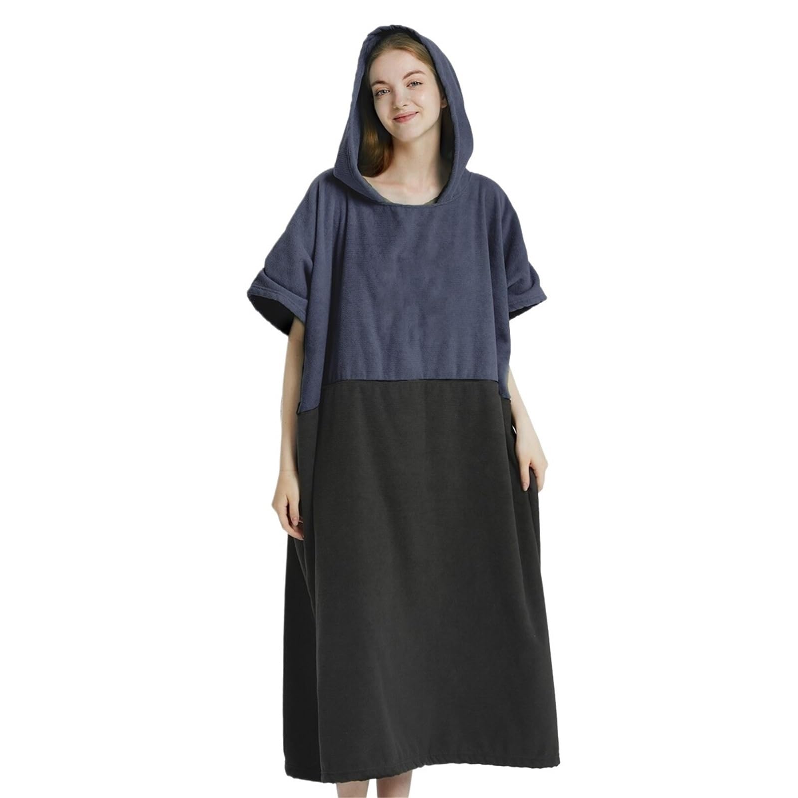 Poncho Surf Aiuto Cambio Spiaggia Poncho da surf, asciugamano, poncho ad asciugatura rapida, con cappuccio, accappatoio spiaggia, bagno for adulti(Dark Blue)