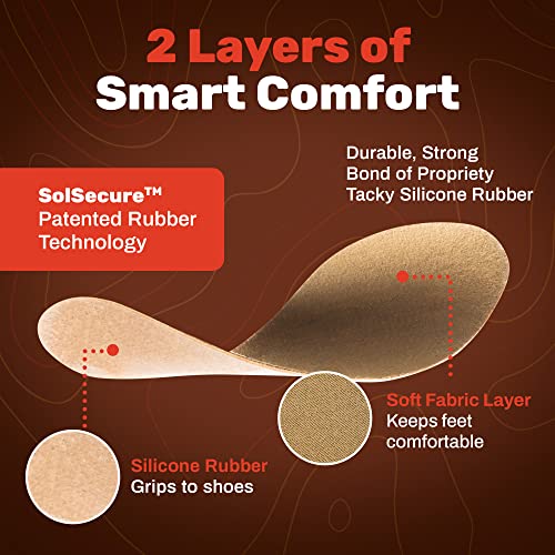 Wool Flat Shoe Insert for Sandals & Sockless Shoes, Comfortable Shoe Insoles with Sweat-Absorbent Natural Fiber & Non-Slip Silicone Grip, Wide-Cut Foot Soles for Men & Women, Brown, Size 45 - SoxsolS4
