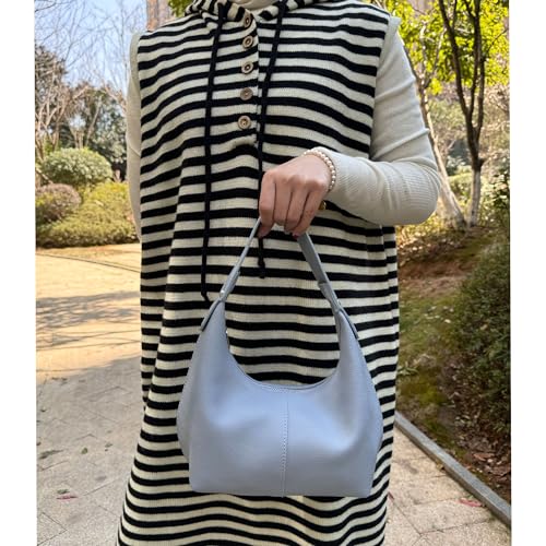 Image of Hobo Women's PU Leather Shoulder Tote Clutch Crescent Slouchy Bag with Zipper Closure and Top Handle