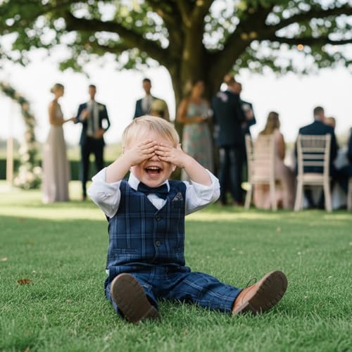 Image of Volunboy Toddler Suit Boys Formal Wedding Guest Dress Outfit | graduation dress clothes, gentleman ring bearer bowtie outfit, back-to-school pants set, birthday photoshoot dressy outfit