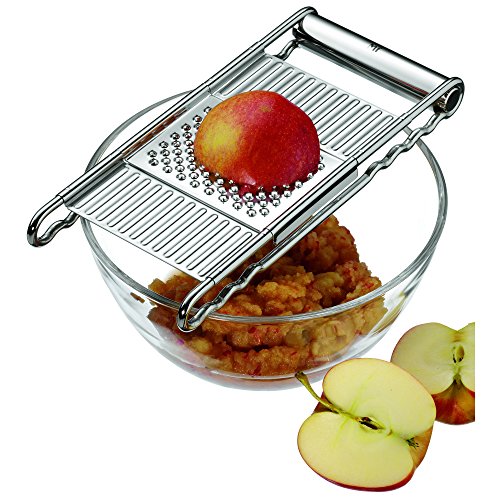 WMF Gourmet Gemüsereibe 12 x 18 cm, Küchenreibe Edelstahl mit 4 Aufsätzen zum Hobeln, Multireibe, Raspeln, Reiben und Schneiden, Kartoffelreibe, Gurkenhobel 3
