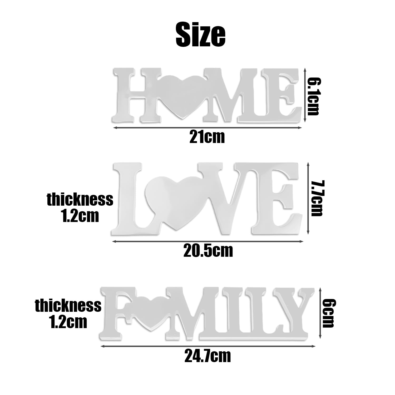 3 Piece Silicone Mold Set, Home, Family, Love, English DIY Ornaments, 3D Resin Casting Mold Set - Image 2
