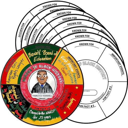 Harloon 50 Pcs Color Your Own Black History Month Hero Crafts Educational DIY Coloring Wheel Crafts Posters for Black History Decor Classroom Daycare Home Learning Supplies