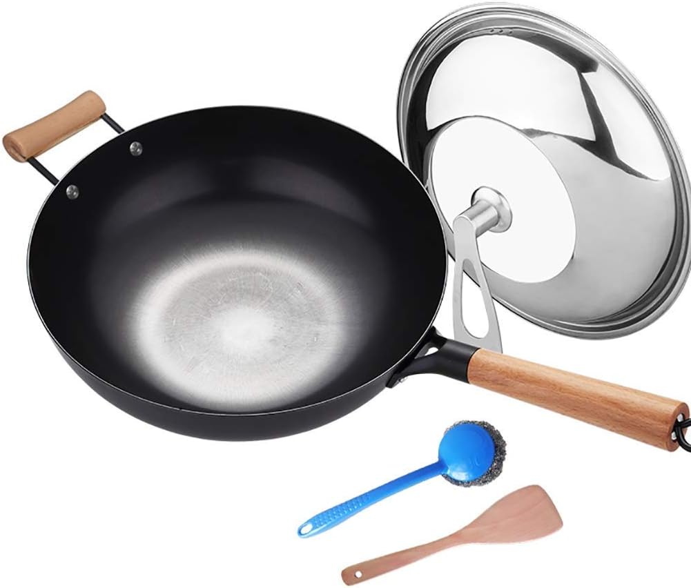 Wok do indukcji Wok Ręczny Wok Patelnia Niepowlekana Kuchenka indukcyjna Dotyczy staromodnego Wokning nieprzywierająca patelnia 34 cm