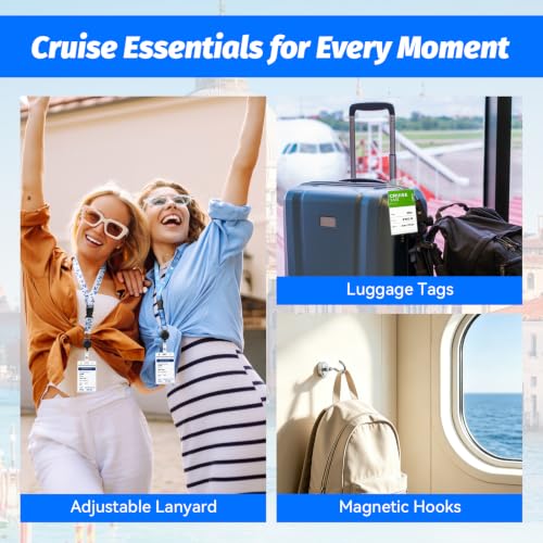 Lot de 12 étiquettes de valise pour croisières, 4 étiquettes de valise de croisière, étanches, transparentes, pour AIDA mon bateau TUI Cruises MSC NCL Costa Phoenix Royal Caribbean, 2 lanières de – vue 3