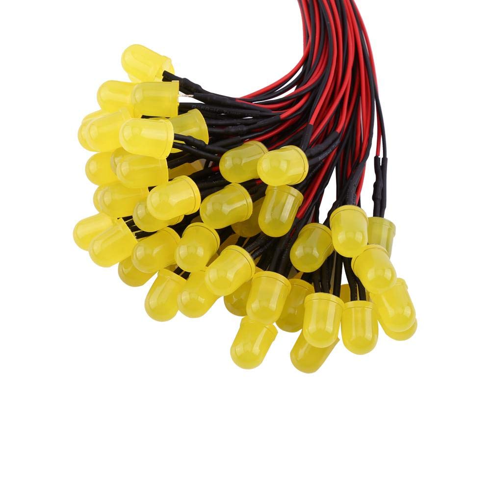 50 Pezzi LED Pre-cablati 5mm Colorati Diffusi, 12V DC, Luce Multi Colore Per Progetti Fai Da Te