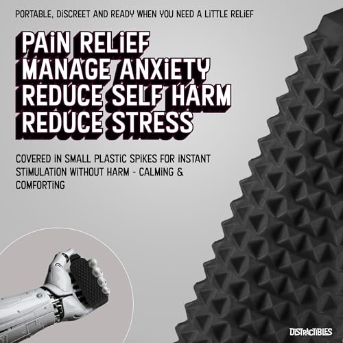 Image of Sensory Roller Fidget with Clicker, Tactile Spikes for Anxiety, Stress Relief, Pain Stim, Autism & Over Stimulation with Lanyard (Black)