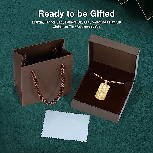 Paitain Dog Tag Necklace For Men Father's Day Gift For Dad Birthday Anniversary Christmas Valentine's Day Gifts For Husband From Daughter Wife Titanium Steel Cross Jewelry Gift For Mens Boys Boyfriend #TOP4