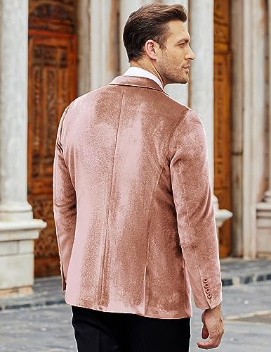 Image of COOFANDY Men's Velvet Blazer Notched Lapel Velour Suit Jacket One Button Tuxedo Jackets for Wedding Prom Party Dinner