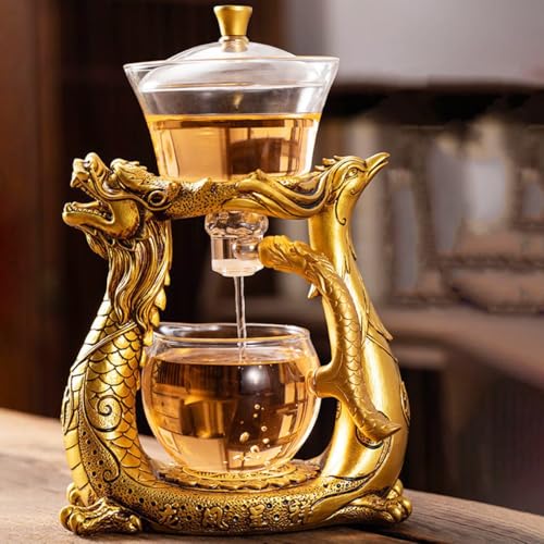La mejor comparación de Juegos de té individuales los preferidos por los clientes. 43 Mozeo Lazy Kungfu - Juego de té de vidrio resistente al calor con tapa giratoria para diversión, tazón semiautomático de tetera de vidrio (tetera individual)