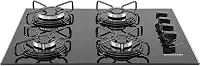SUGGAR COOKTOP VIDRO PRETO 4 QUEIMADORES ESMALTADOS DIFERENTES TAMANHOS FG4004AVP