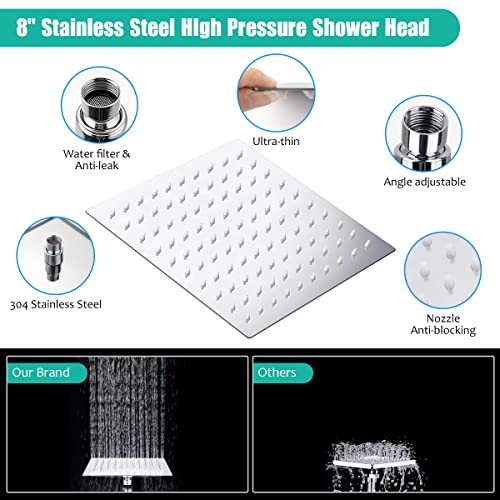 Shower Head With Handheld, 10'' High Pressure Rain Shower Head/10 Modes Handheld Shower Heads Power Wash Back With 11'' Extension Arm, Holder, 5Ft Hose, Flow Regulator, Chrome, Height/Angle Adjustable #TOP3