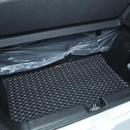 Image of 3 Layer Heat /Water Proof PU Leatherite Car Trunk /Boot /Dicky Mat for (Black and Silver Leather, Mahindra BE 6)