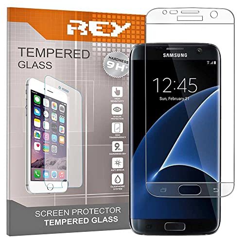 REY Protector de Pantalla Curvo para Samsung Galaxy S7 Edge Cristal Vidrio Templado Premium