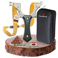 HawkShot® Profi Stahl Steinschleuder Shadow-Hit Pro mit massivem Stahlkorpus & ABS Griffschalen - Profi Zwille