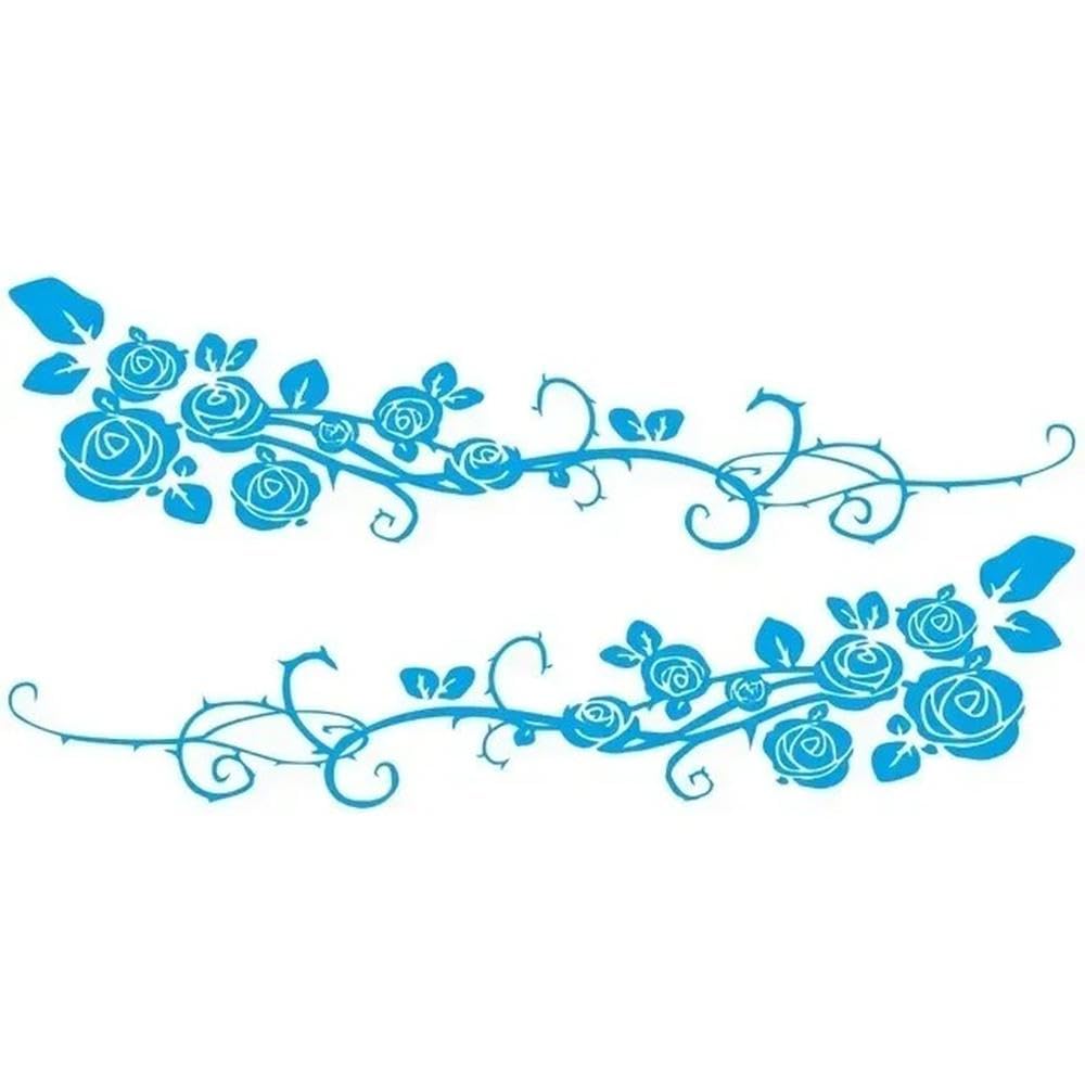 Seitentür-Vinyl-Autoaufkleber Mit Blumenmuster, Dekoration, Rosenblütenranke Fahrzeugaufkleber(Blue)