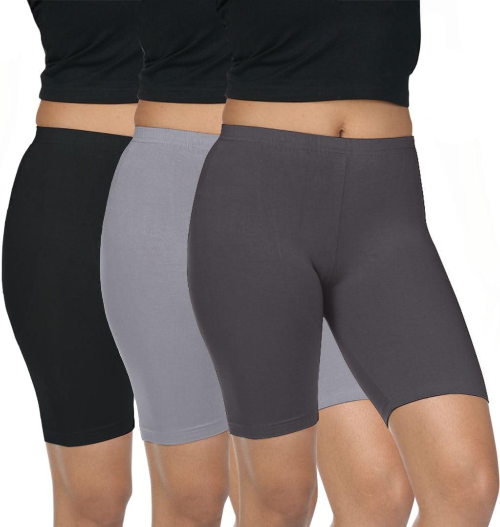 fly birds Pack of 3 Women Viscose Blend Solid Shorts (Black/Grey)-picture-34
